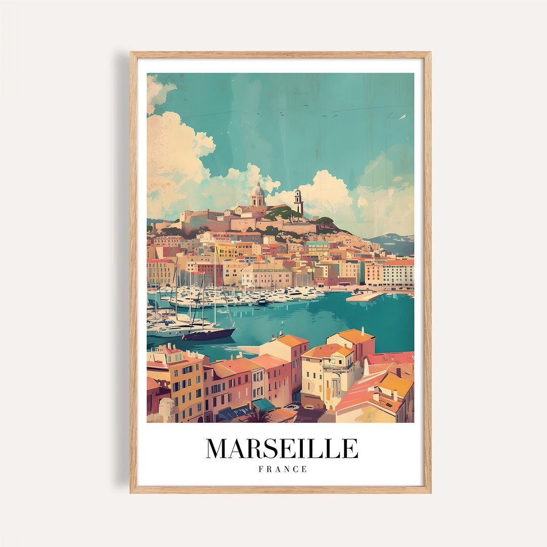 马赛港湾之光 Marseille Harbor View / 城市景观插画海报 挂画 - 海报/装饰画/版画 - 纸 