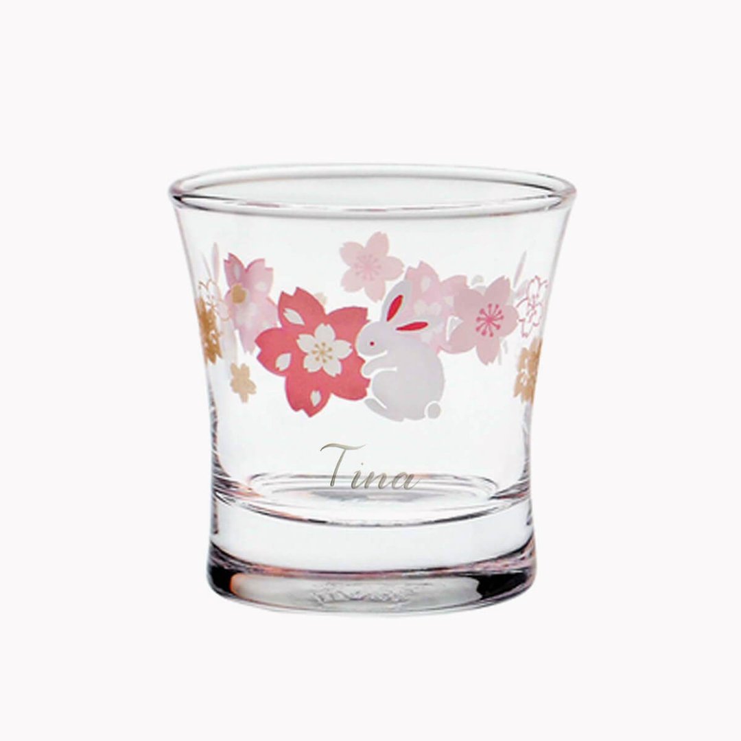 110cc【日本Toyo-Sasaki】招福清酒杯(兔&樱花) - 酒杯/酒器 - 玻璃 粉红色