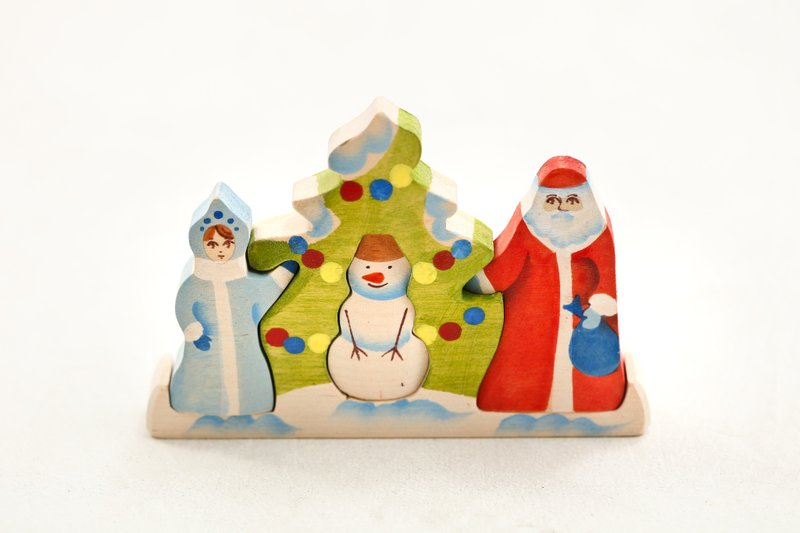 新年家庭立体木头拼图 - 玩具/玩偶 - 木头 红色
