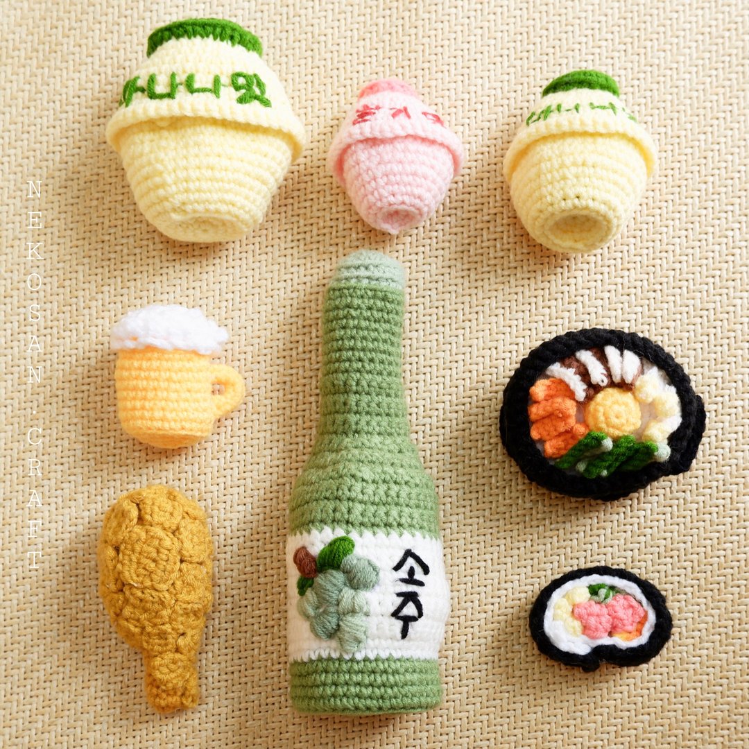 韩国料理宠物头饰 炸鸡、紫菜卷、 石头锅 - 衣/帽 - 棉 