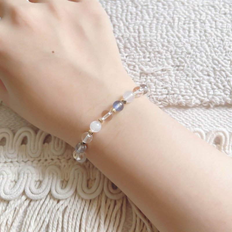 流年数字7号 流年补运水晶手链 月光石 拉长石 白水晶 - 手链/手环 - 水晶 银色