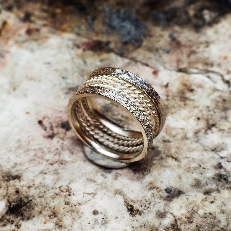 链圈 Chain 纯银 宽版 戒指 - 对戒 - 其他金属 银色