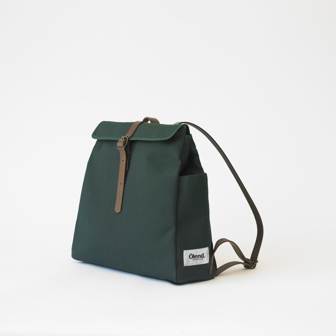|西班牙手工制作| Ölend Tokyo 帆布后背包 (Dark Green 深绿色) - 后背包/双肩包 - 真皮 绿色