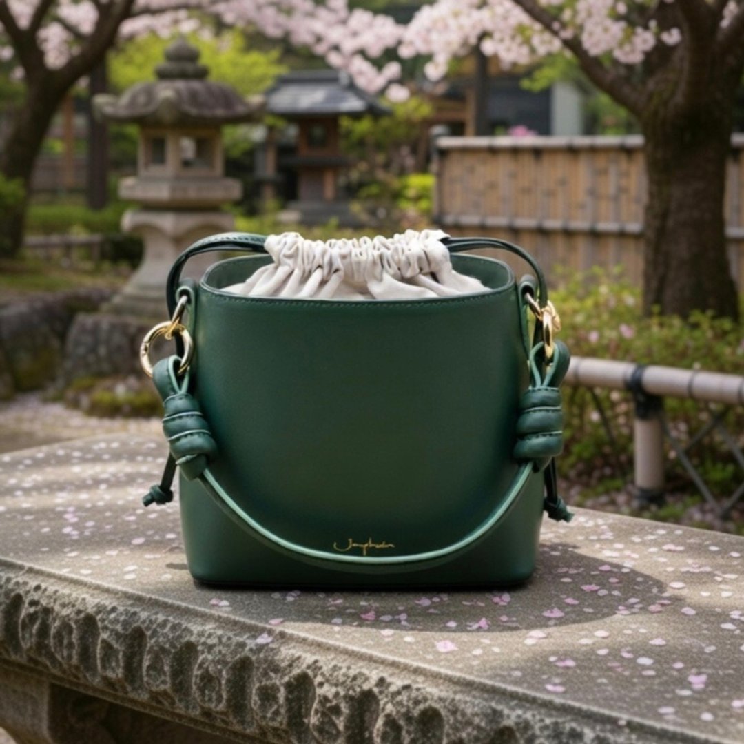 Fuji Bucket Bag 水桶包 真皮包 / Broccoli Green 绿色 - 束口袋双肩包 - 真皮 绿色