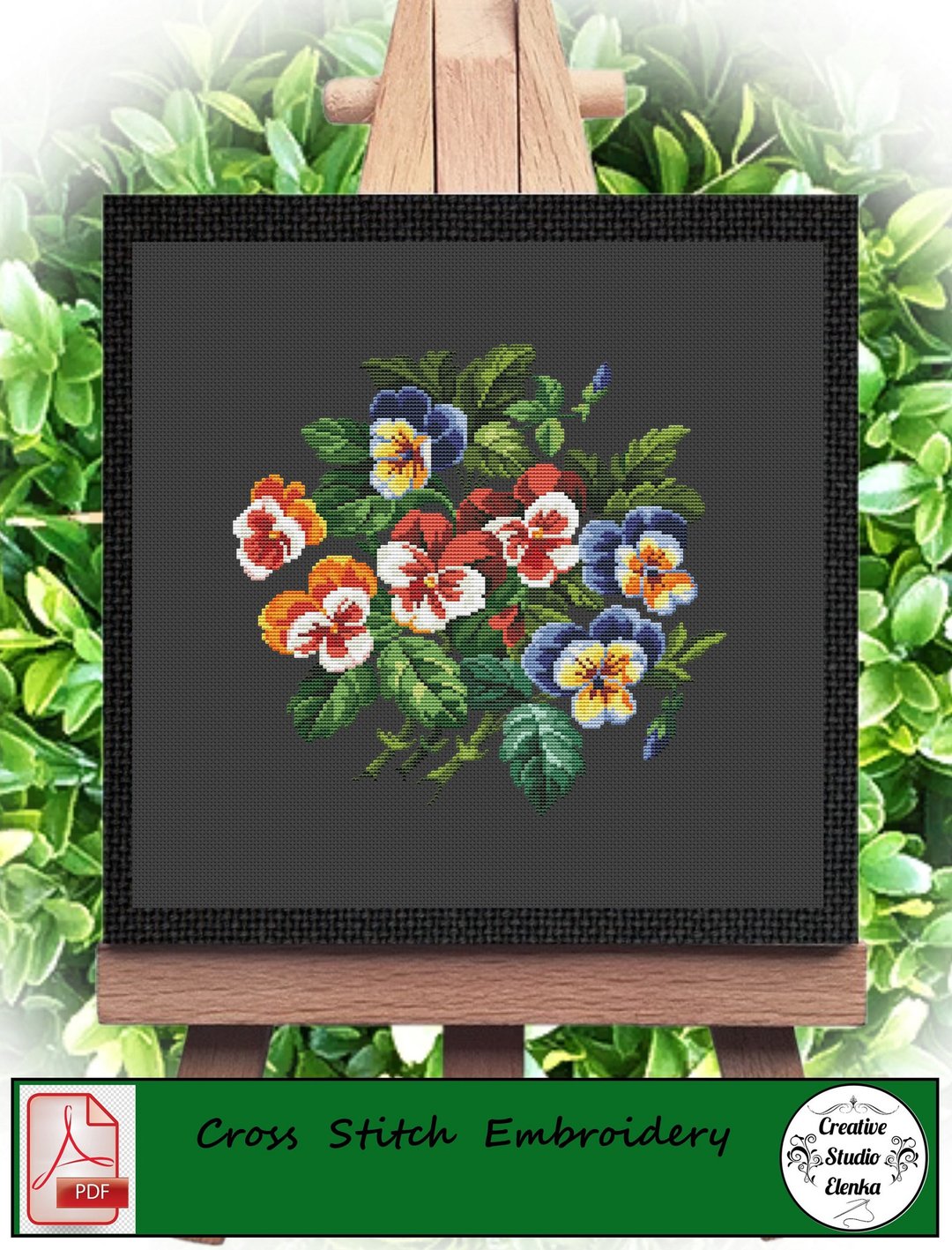 Vintage Cross Stitch Scheme Violet 3  - PDF Embroidery Scheme - 编织/刺绣/羊毛毡/裁缝 - 其他材质 