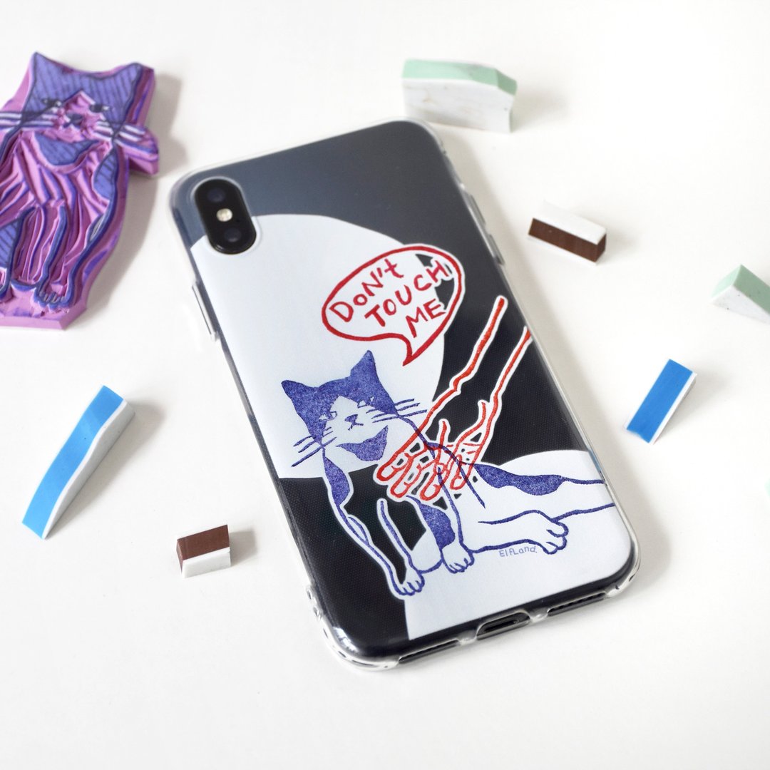 图章风微浮雕 不满小猫图案手机壳 // Phone Case //清货现货 - 手机壳/手机套 - 塑料 多色
