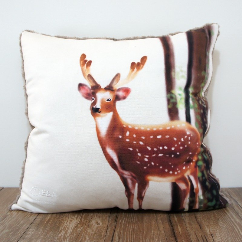 台湾梅花鹿抱枕(台湾扁柏)公鹿-50cm - 枕头/抱枕 - 其他材质 多色