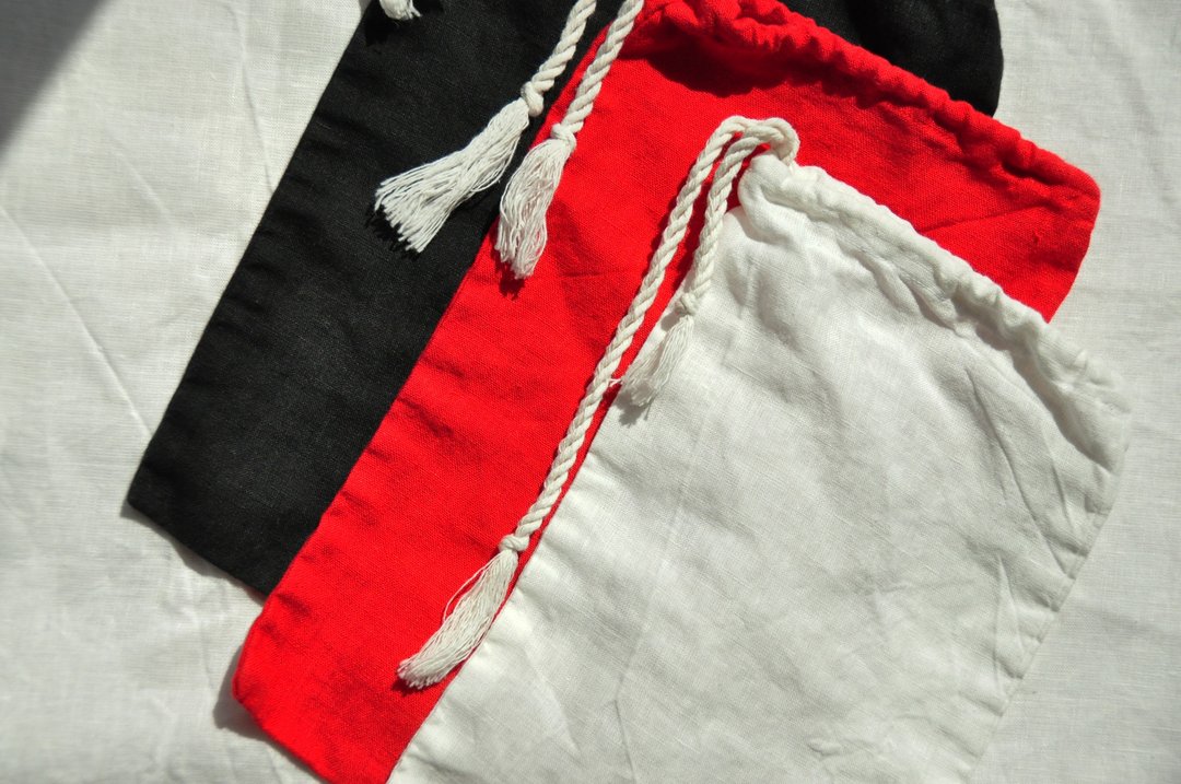 Zero waste linen bag / Bags set / Reusable washable food storage / Eco-friendly - 束口袋双肩包 - 亚麻 多色