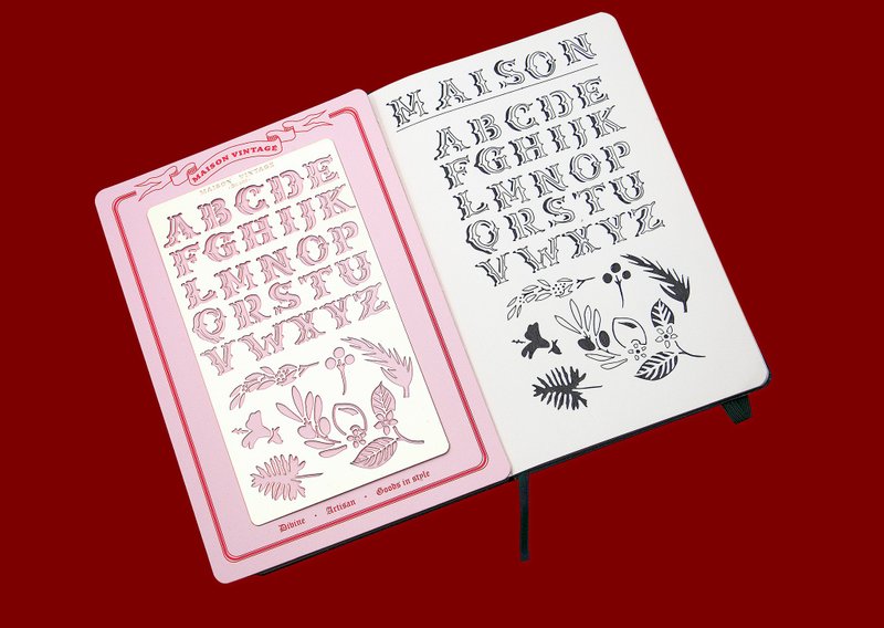 Vintage 3D 书法手帐绘图板 - 笔记本/手帐 - 铜/黄铜 金色