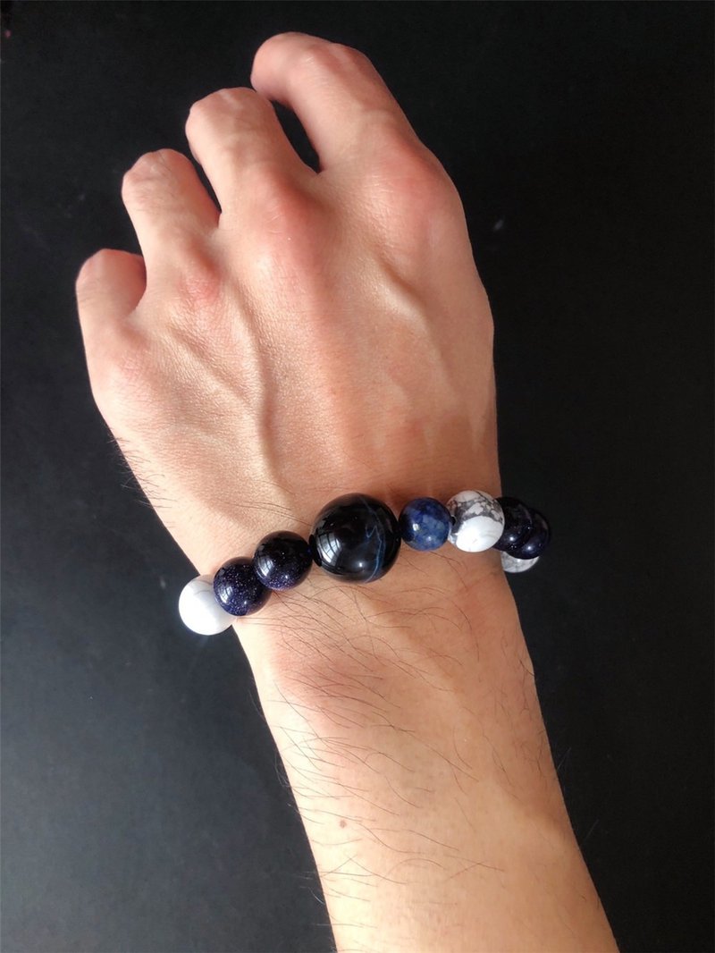 男士水晶手链 王者进取 胜利 坚定信念 天然石 设计款 礼物 情侣 - 手链/手环 - 水晶 蓝色