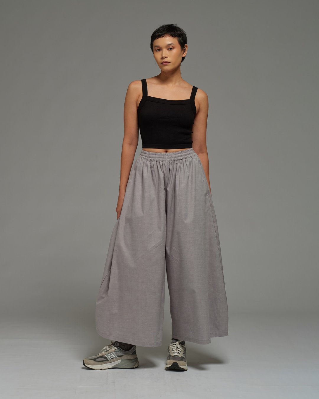Unisex: Multi Hakama Pants (灰色) - 女装长裤 - 棉 灰色