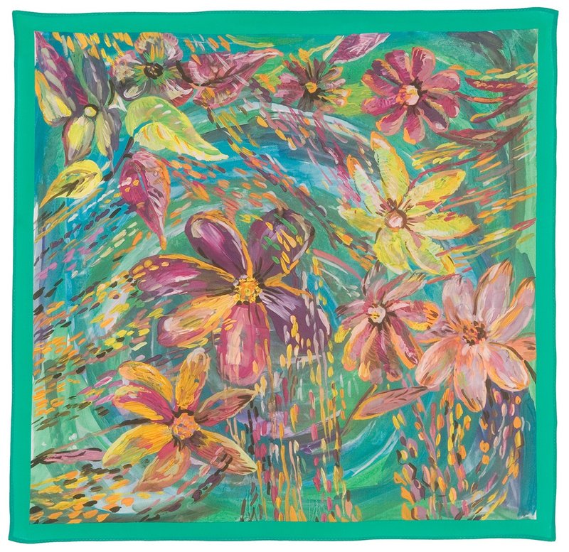 Pavlovo Posad Shawl, Russian Neck Scarf Natural 100% Silk Summer Wrap 10006-9 - 丝巾 - 丝．绢 多色