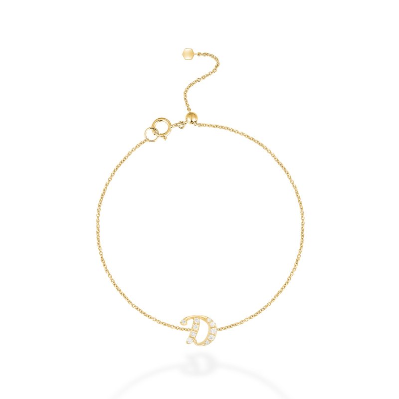 【mori】D字母钻石手链 【14k黄金】 - 手链/手环 - 钻石 金色