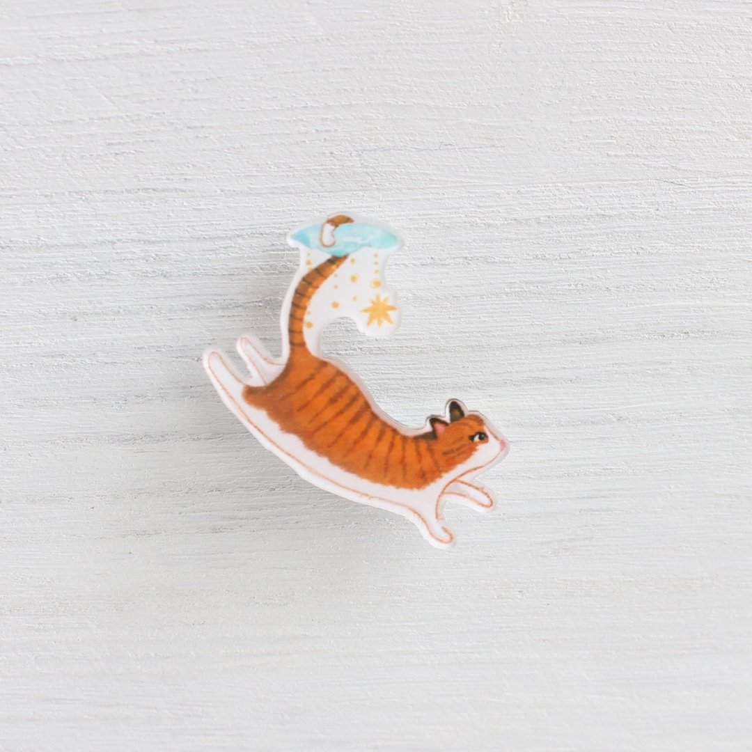橘猫 虎纹猫猫小胸针 I 猫国民 挂在云上的橘猫 - 徽章/别针 - 压克力 橘色
