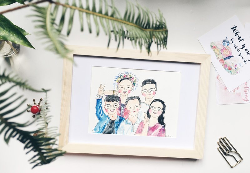 Lasa的一点点像似颜绘-全家福(A4尺寸) - 订制画像 - 纸 白色