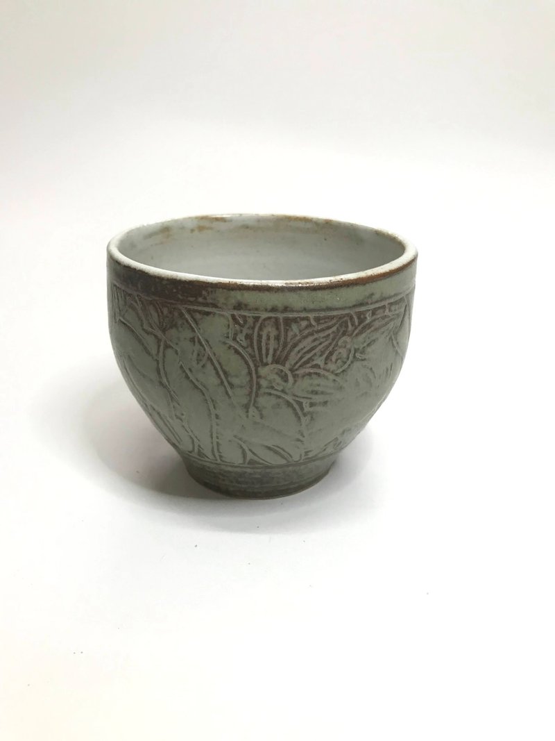 曾永鸿  灰釉刻花杯 - 茶具/茶杯 - 陶 