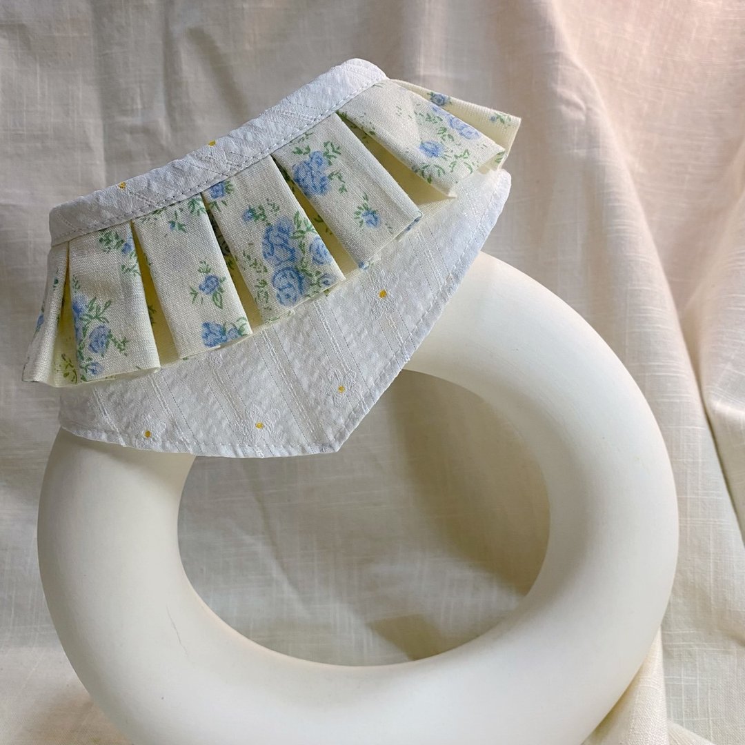 发裁手作。Facai Handmade 宠物领巾 毛孩玛格领_蓝花信笺 - 项圈/牵绳 - 棉 蓝色