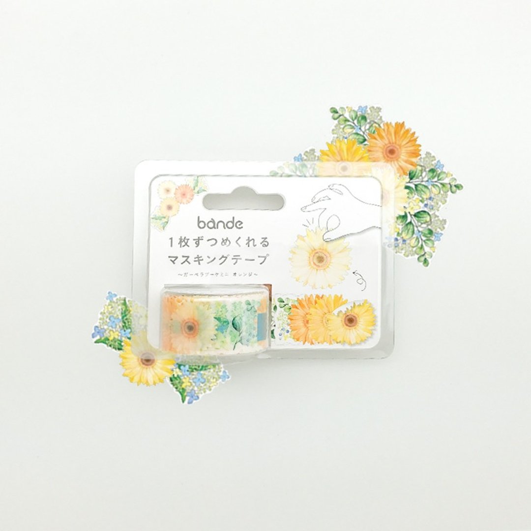 日本 bande 花草园-迷你非洲菊・橙色 和纸胶带贴纸卷 - 纸胶带 - 纸 橘色
