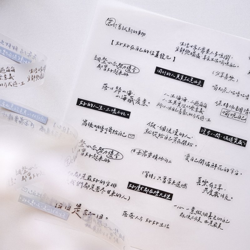 手写的温度 台湾和纸特油 雾面PET胶带 轻复古风 英文文字 - 纸胶带 - 纸 多色