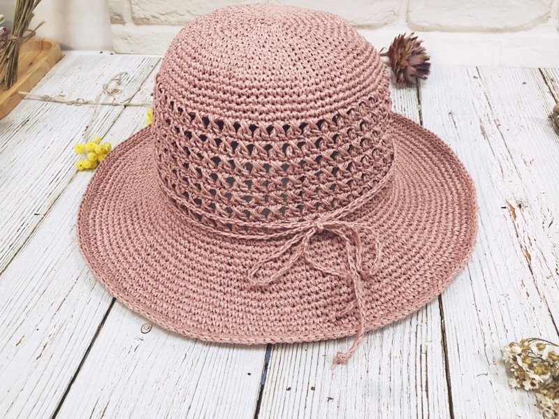 ChiChi手作-遮阳帽-出游/轻旅行/生日礼物 - 帽子 - 纸 粉红色