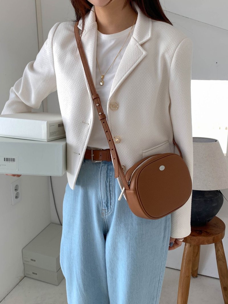 韩国 The Ally | Cindy bag 신디백 | 质感皮革小包 - 侧背包/斜挎包 - 人造皮革 咖啡色