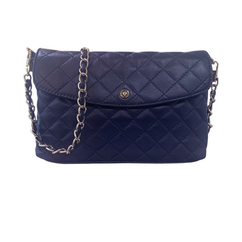 CROSS 限量1折 顶级小牛皮菱格纹肩背包 宝蓝色 全新专柜展示品 - 手提包/手提袋 - 真皮 蓝色