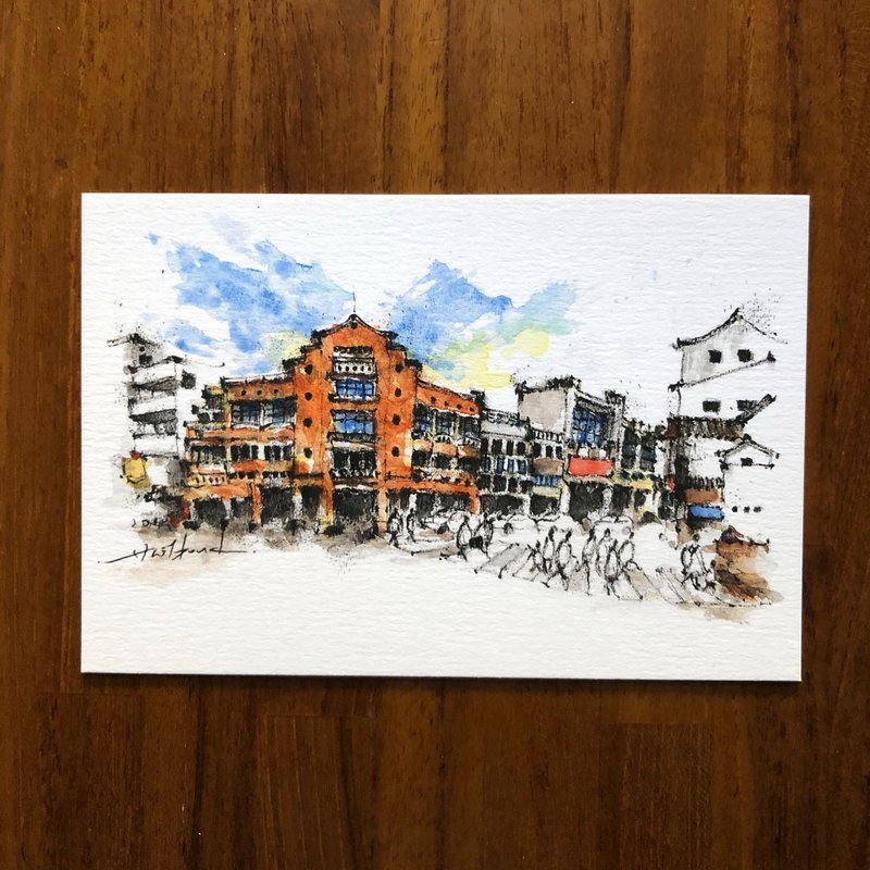 枯枝笔速写 台南景点 林百货 水彩 插画 手绘明信片 - 卡片/明信片 - 纸 