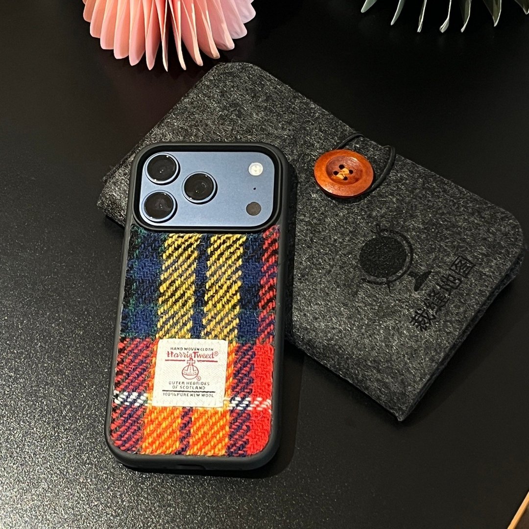 Harris Tweed适用苹果iphone12/13/14/15/16/17格纹硅胶手机壳 - 手机壳/手机套 - 羊毛 