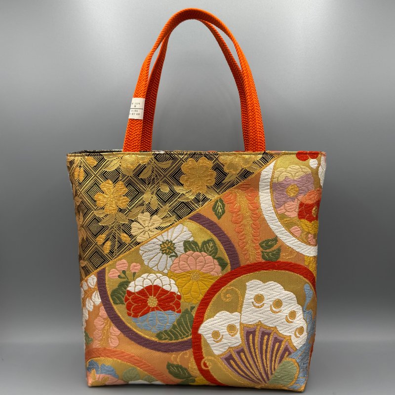 和服 腰带 腰绳 手工 托特包 改造 金 蝶 - 手提包/手提袋 - 丝．绢 金色