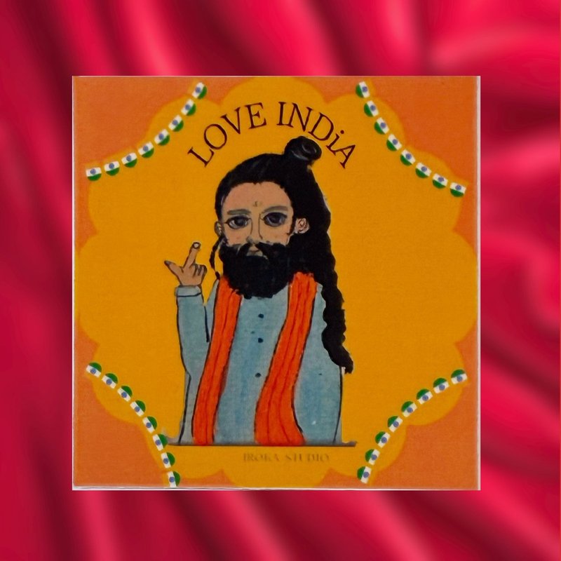 002. 艺术贴紙,LOVE INDIA, 印度绅士 - 贴纸 - 纸 橘色