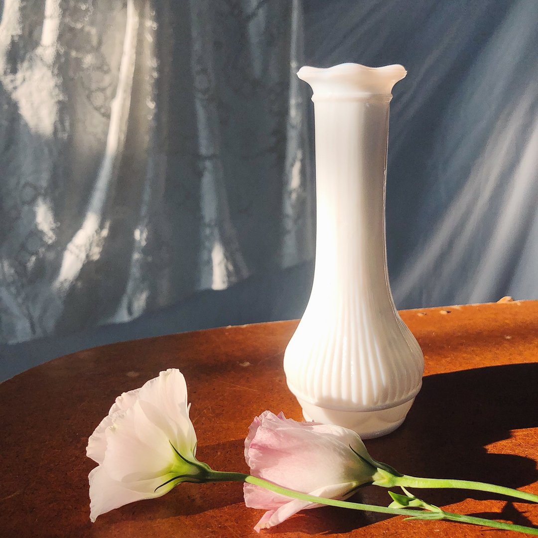 美国60年代牛奶玻璃花瓶 - 花瓶/陶器 - 玻璃 白色