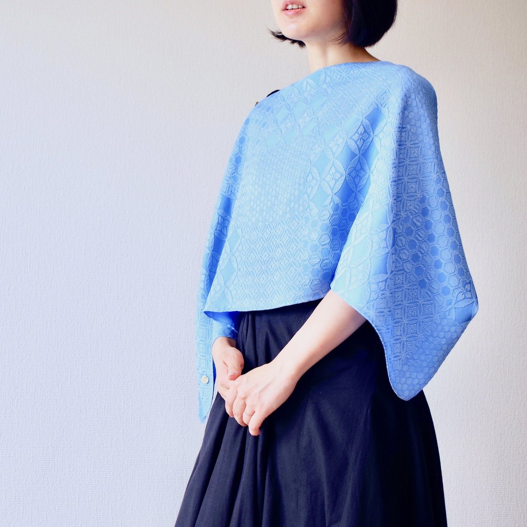 filtango stole METARU auspicious pattern KISSHO BLUE - 丝巾 - 丝．绢 蓝色