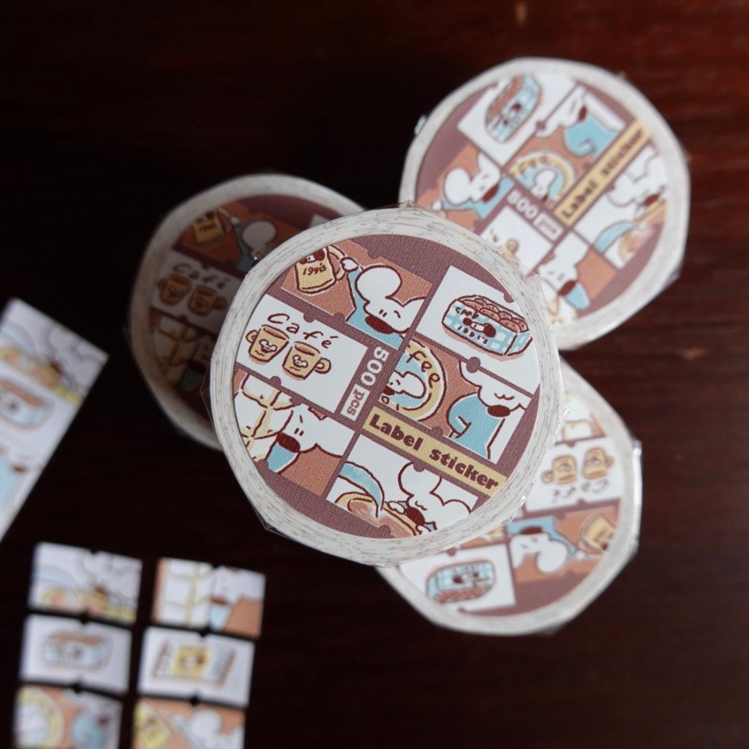 独居小老鼠 Coffee day//Label sticker - 贴纸 - 纸 白色