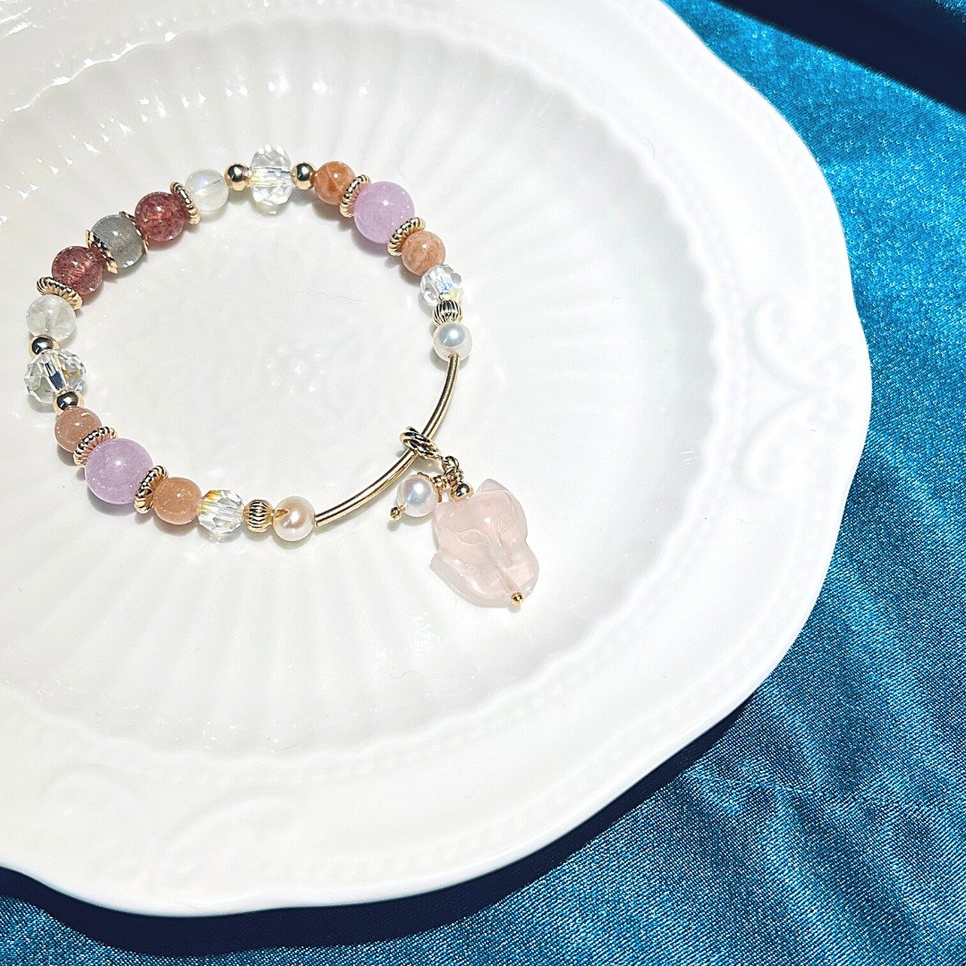 carina accessories开运能量水晶  美国注金 饰品 手链 狐仙 粉晶 - 手链/手环 - 水晶 粉红色