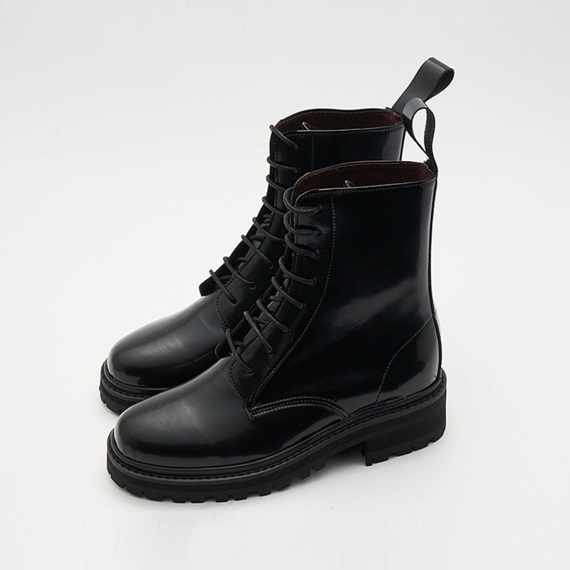 Gullar 八孔马丁男鞋-素食皮鞋(亮面漆皮黑色) - 男款靴子 - 防水材质 