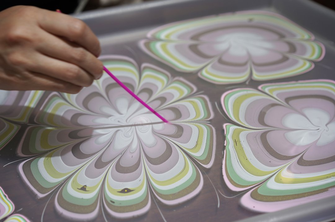 IARTS【亲子/成人】神奇水波画 MARBLING ART 丝巾 - 插画/绘画/写字 - 丝．绢 