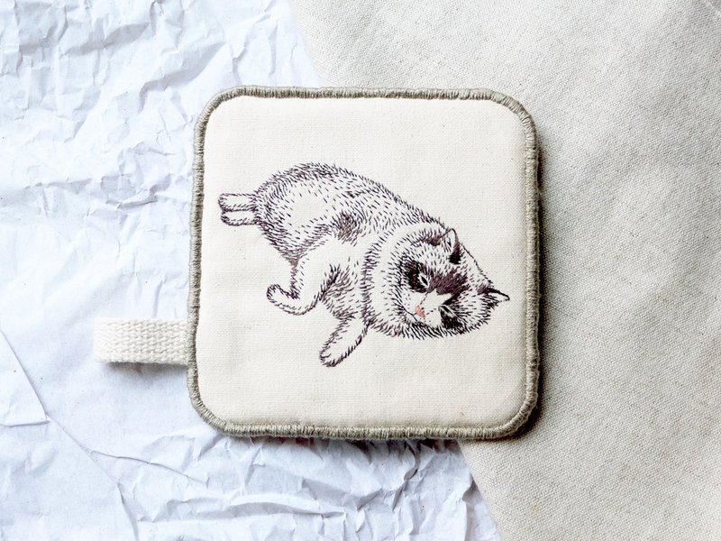 定制化速写插画风手工刺绣杯垫 | 定制化礼物情人节礼物 - 订制画像 - 绣线 多色