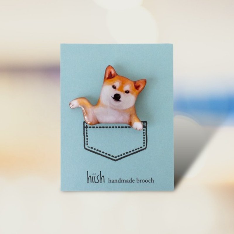 柴犬口袋胸针 (击掌) - 胸针 - 塑料 