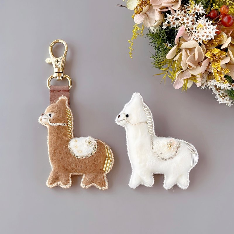 马年羊驼胸针・生肖系列 马年 - 胸针 - 羊毛 白色