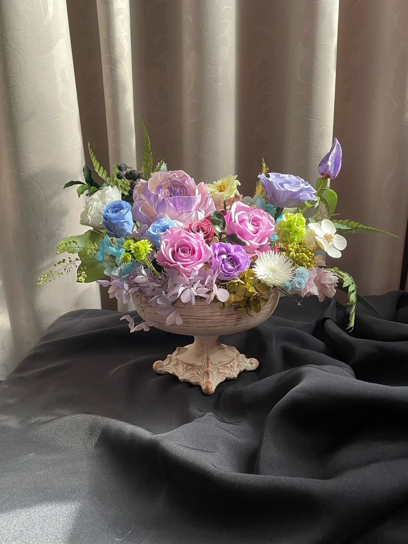 【花诉花艺】古典欧系蓝紫色桌花/开幕花礼/升迁花礼/永生花礼 - 干燥花/捧花 - 植物．花 