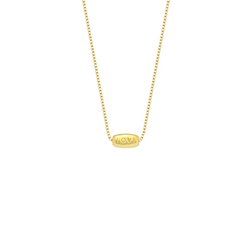 藏宝箱金饰 9999 黄金纯金 米豆 LOVE 爱 坠子/项链/锁骨链 - 锁骨链 - 24k 金 金色