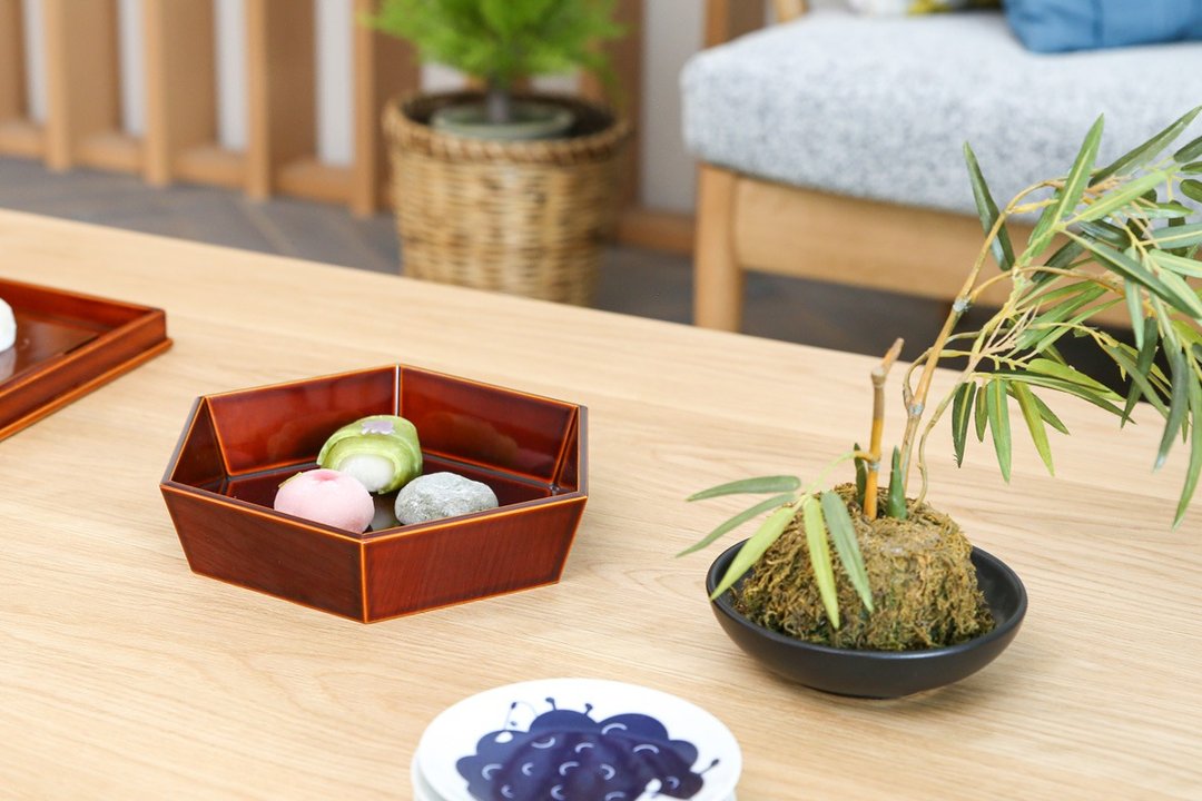 飞驒春庆 元田漆器 浅六角形小盘 - 盘子/餐盘/盘架 - 木头 咖啡色