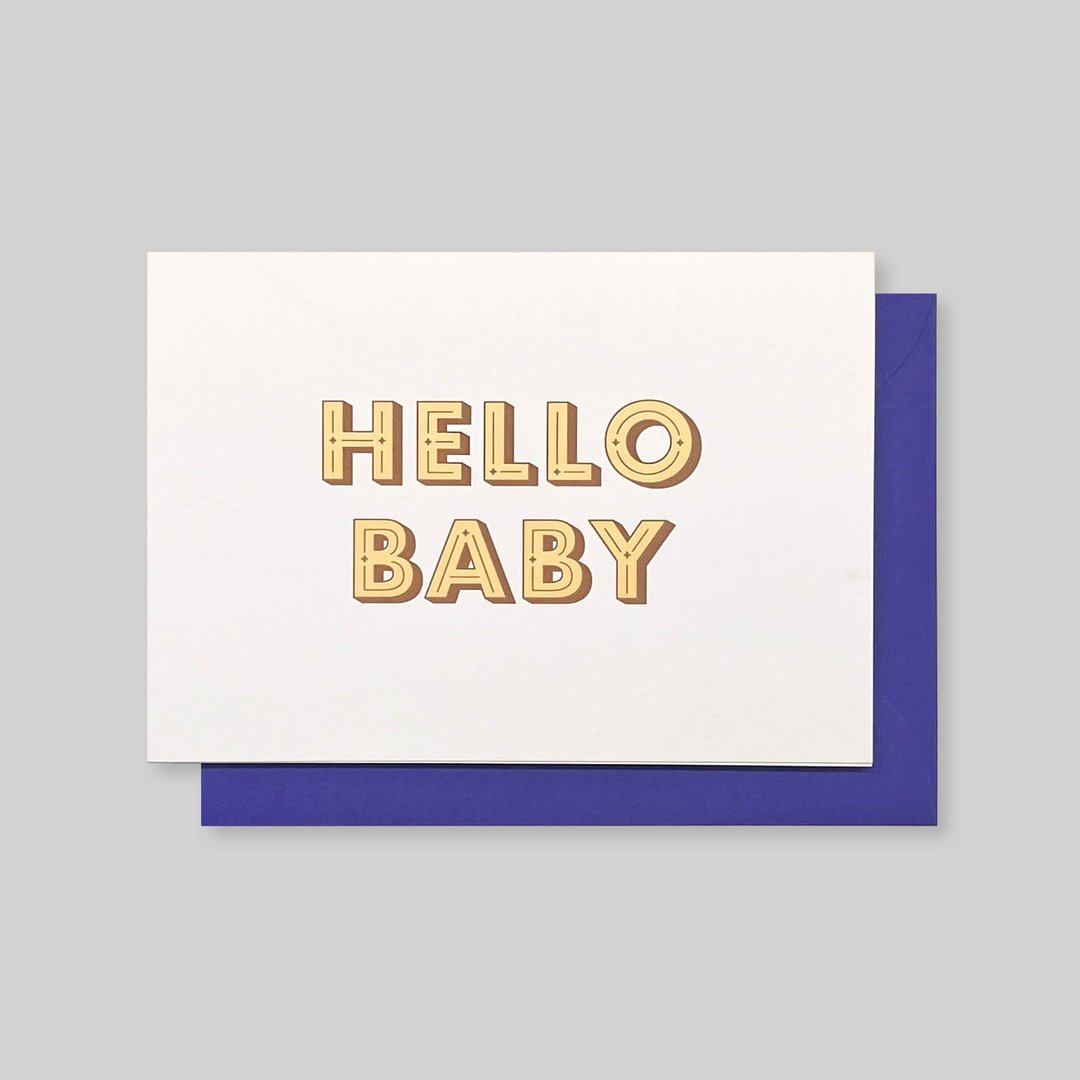 Hello Baby 活版印刷对折卡 - 卡片/明信片 - 纸 黄色