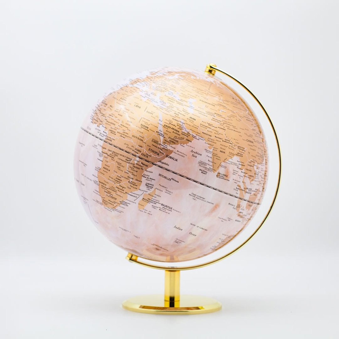 SkyGlobe 10寸大理石金陆地半圆尺地球仪(英文版) - 摆饰 - 其他金属 粉红色