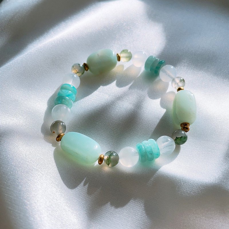 天河之舞 │ 天河石 月光石 水草玛瑙 铜 手链【森林疗愈】 - 手链/手环 - 水晶 绿色