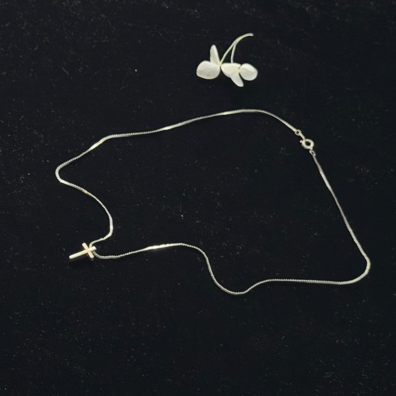 50488- 迷人法国古董十字架项链 - 项链 - 银 