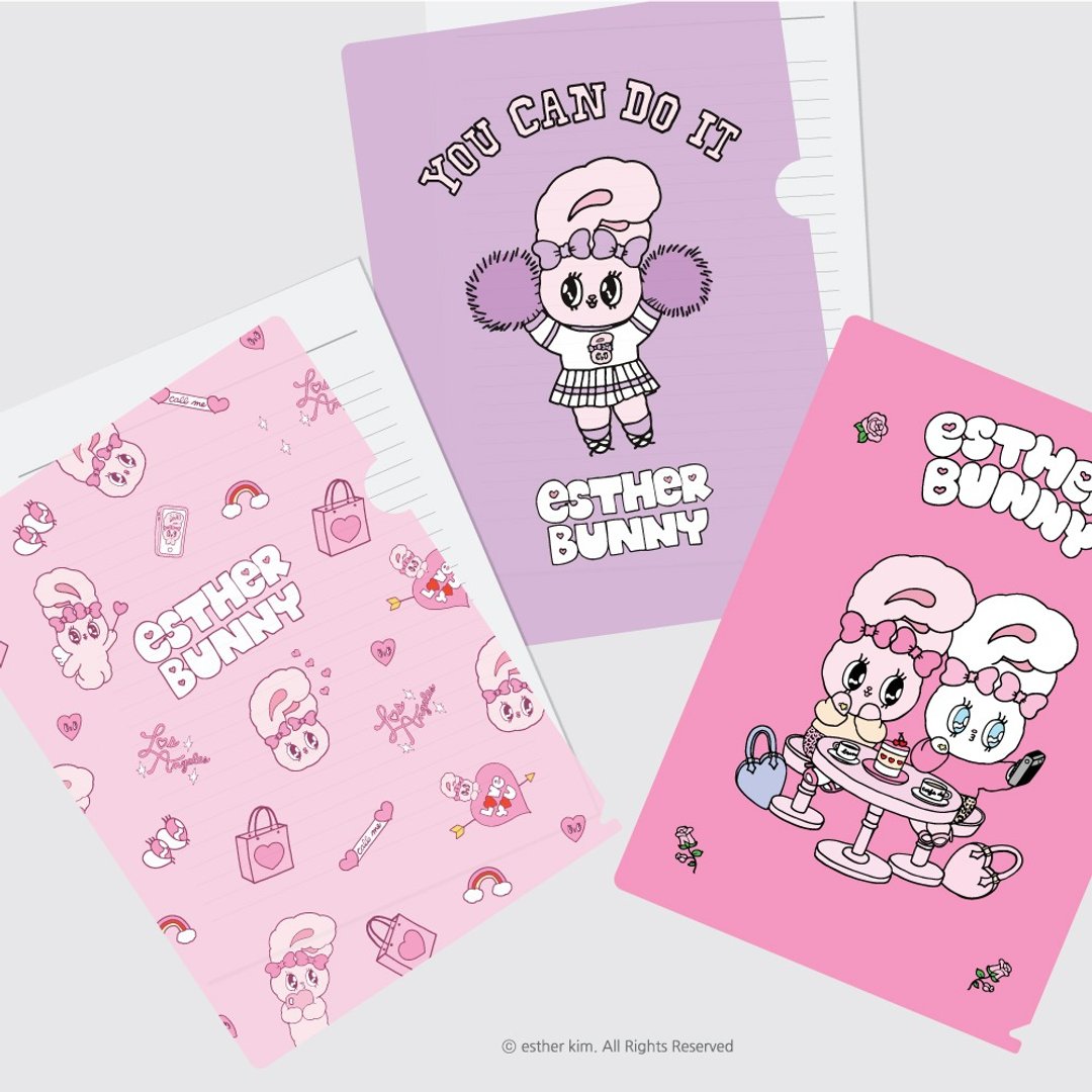 JzFun / Esther Bunny艾丝乐小兔 单层L资料夹三入组 - 文件夹/资料夹 - 塑料 多色