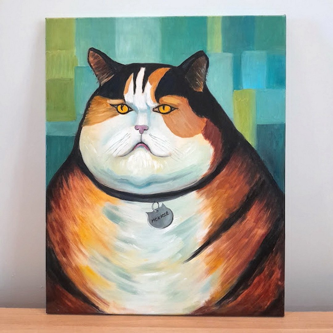 猫肖像原创绘画布面油画印花布猫肖像儿童房间装饰 - 墙贴/壁贴 - 其他材质 多色