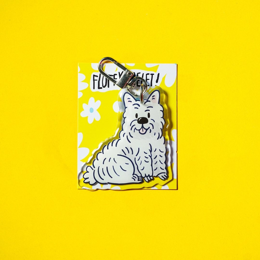 Fluffy Omelet - 钥匙圈 / PIN / PHONE GRIP - MOLLY HIGHLAND TERRIER - 吊饰 - 压克力 橘色
