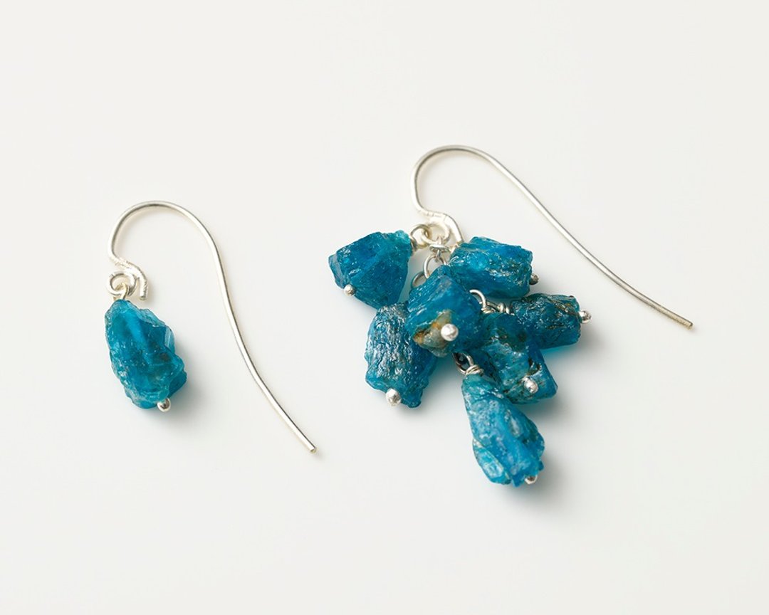 CP168 (Blue apatite) - 耳环/耳夹 - 其他金属 蓝色